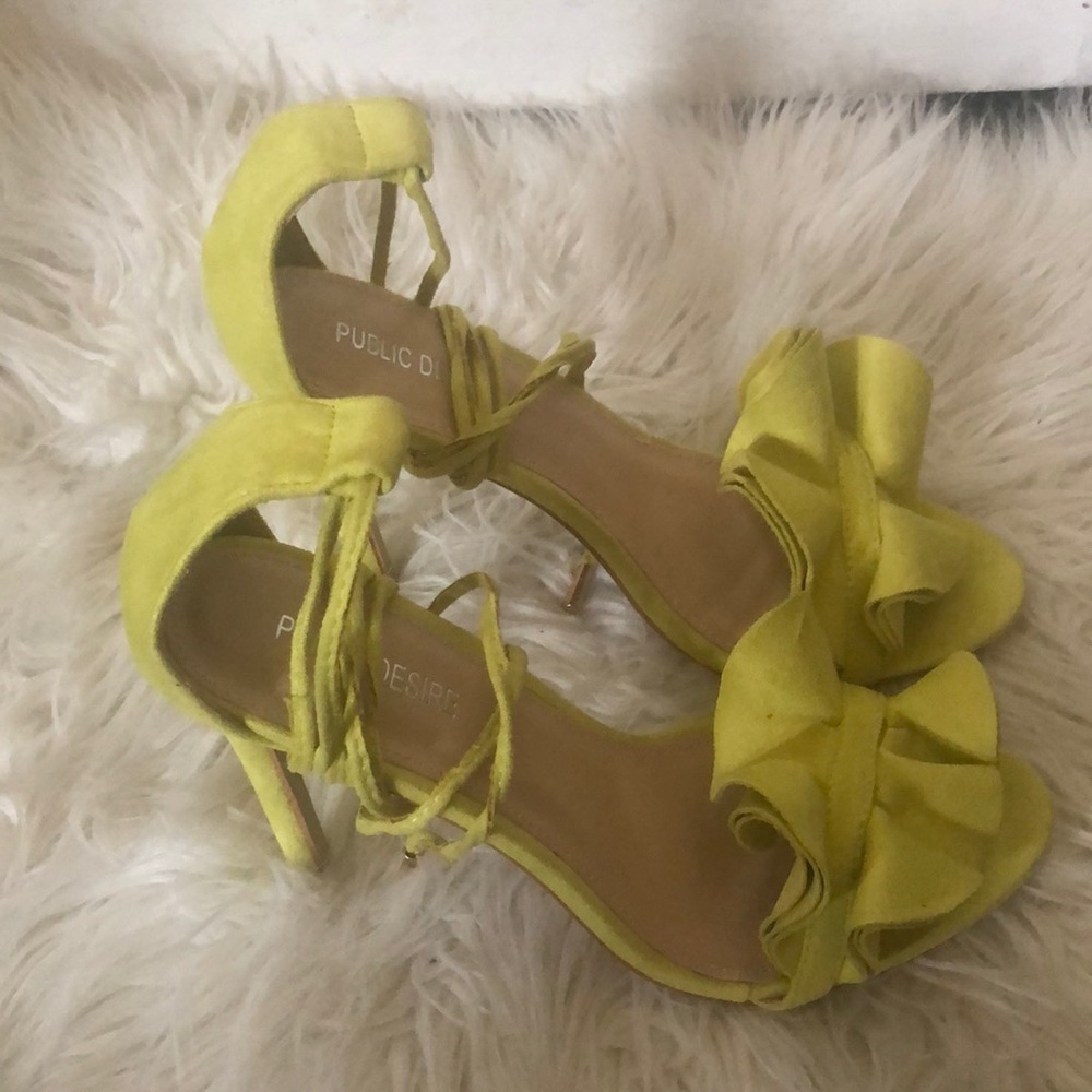 Ruffles lime green neon heels